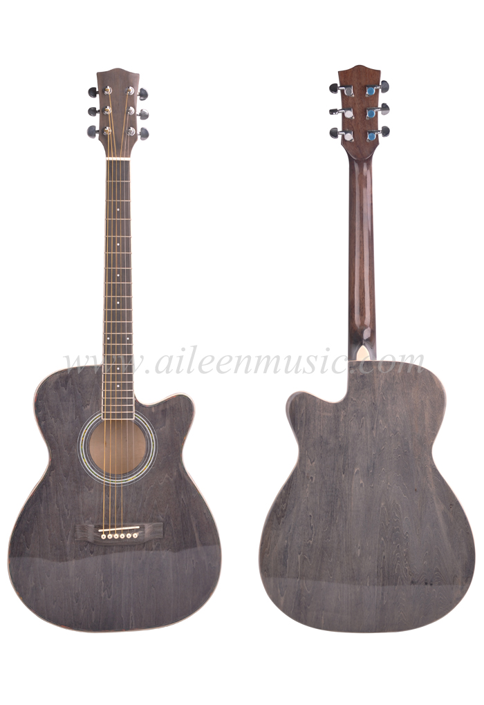 Guitarra acústica de cuerpo redondo y recortado con proceso frotado a mano de tamaño completo (AF-GH00L)
