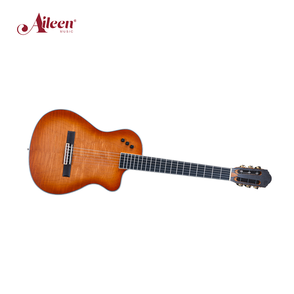 Guitarra eléctrica acústica de cuerpo delgado de 39 'Okoume flameado (WCG170CE)