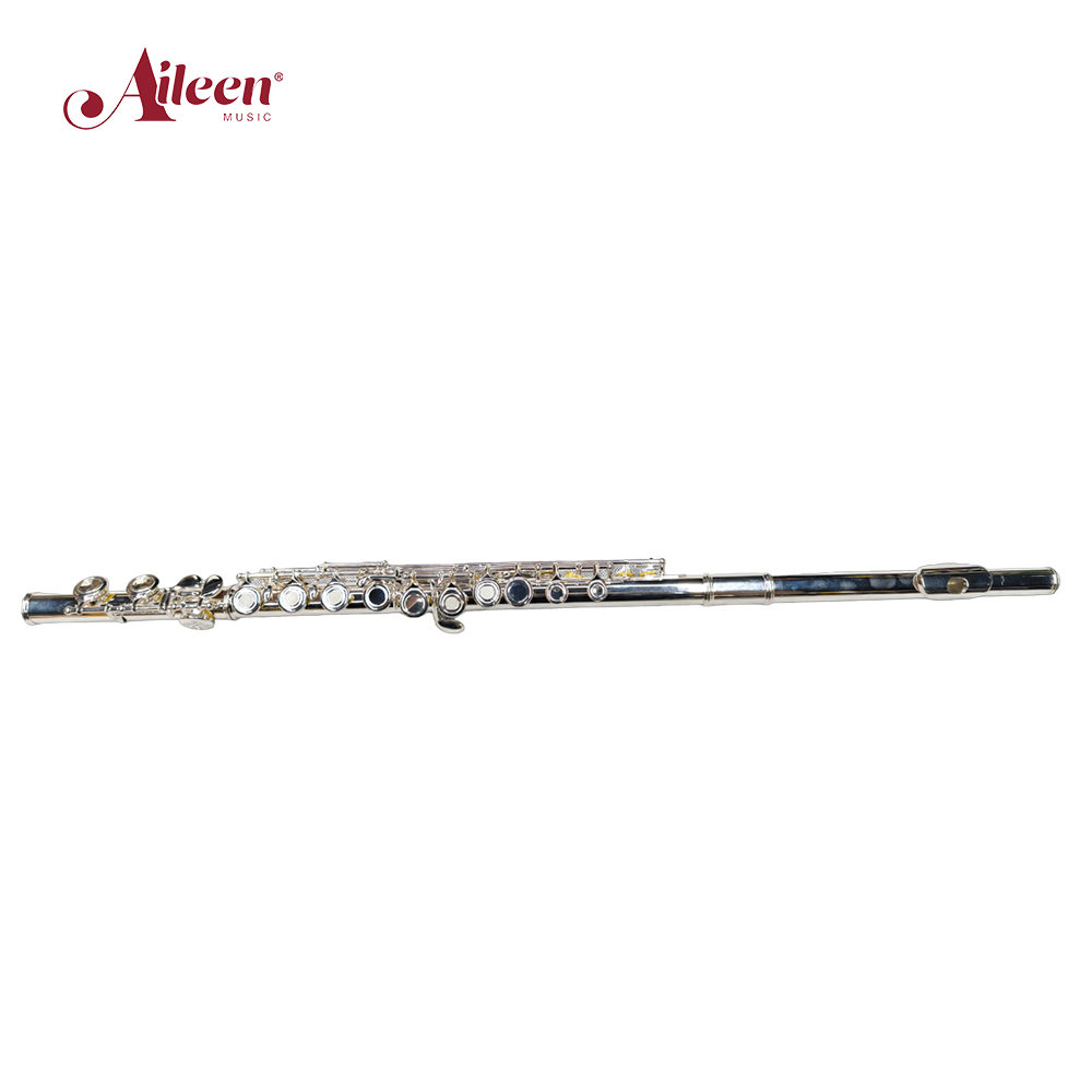 Flauta C plateada de 16 agujeros con soporte plegable (FL-G500SES)