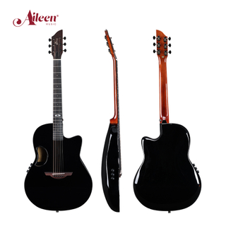 Guitarra eléctrica acústica Winzz con respaldo redondo y material de carbono (AFO300CE)