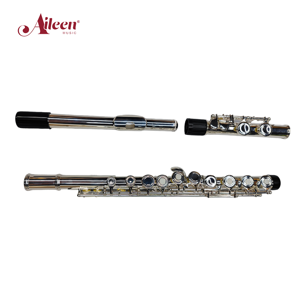 Flauta C plateada de 16 agujeros con soporte plegable (FL-G500SES)