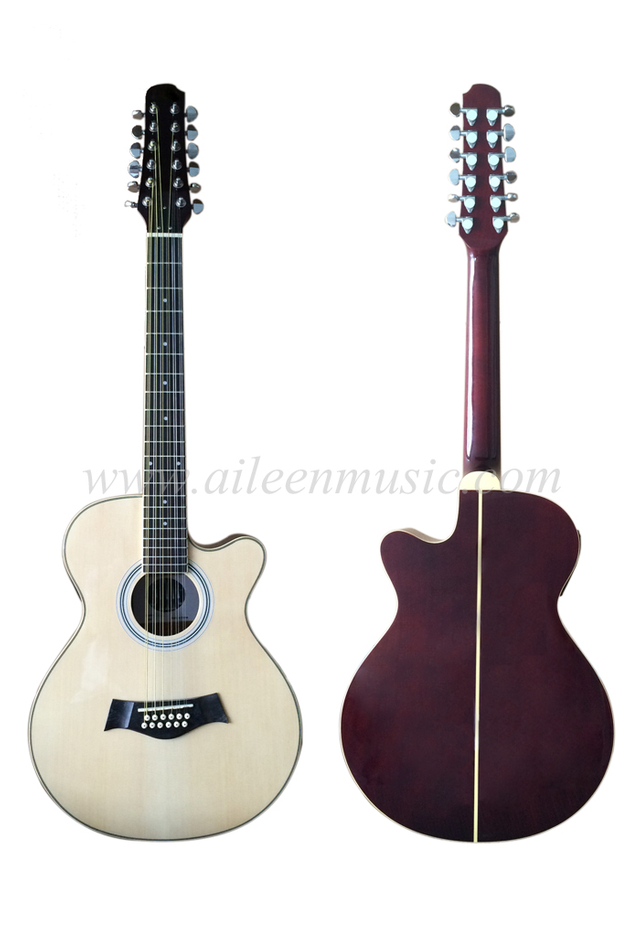 Venta al por mayor de 40 pulgadas Mini Cutaway 12 cuerdas guitarra acústica (AF665CE-12)