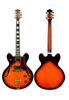 Guitarras de jazz eléctricas huecas con orificio F totalmente sólidas y de corte doble (EGJ280)