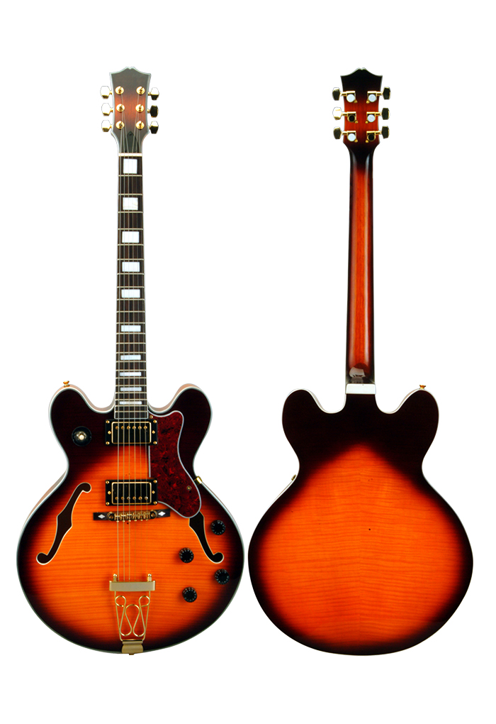 Guitarras de jazz eléctricas huecas con orificio F totalmente sólidas y de corte doble (EGJ280)