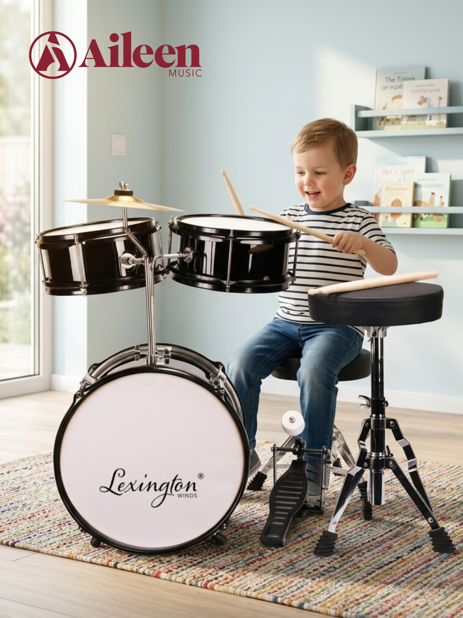 DSET-288 Bajo Pedal de batería para niños Batería para principiantes Juego de batería junior de 3 piezas para niños