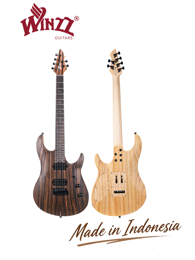 WZS EX80-ME Mindi Body Eboni (grosor: 12 mm) guitarra eléctrica superior con forma arqueada fabricada en Indonesia