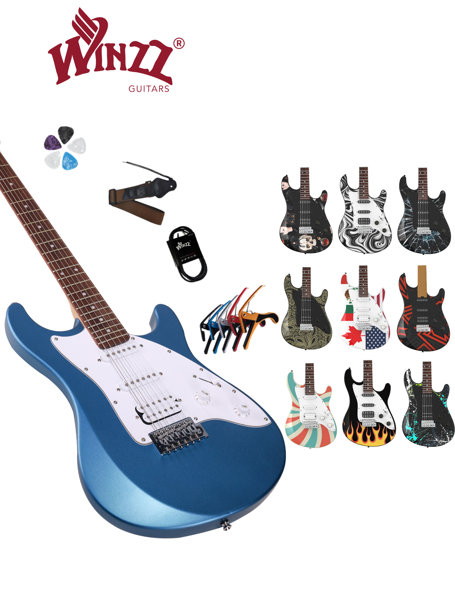 Guitarra eléctrica con cuerpo de material compuesto Winzz WGS02