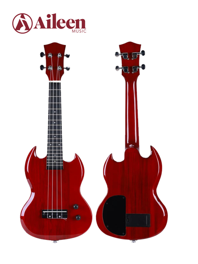 EUG01 Precio al por mayor Estilo SG Madera maciza Cuerpo delgado 26 'Ukelele eléctrico