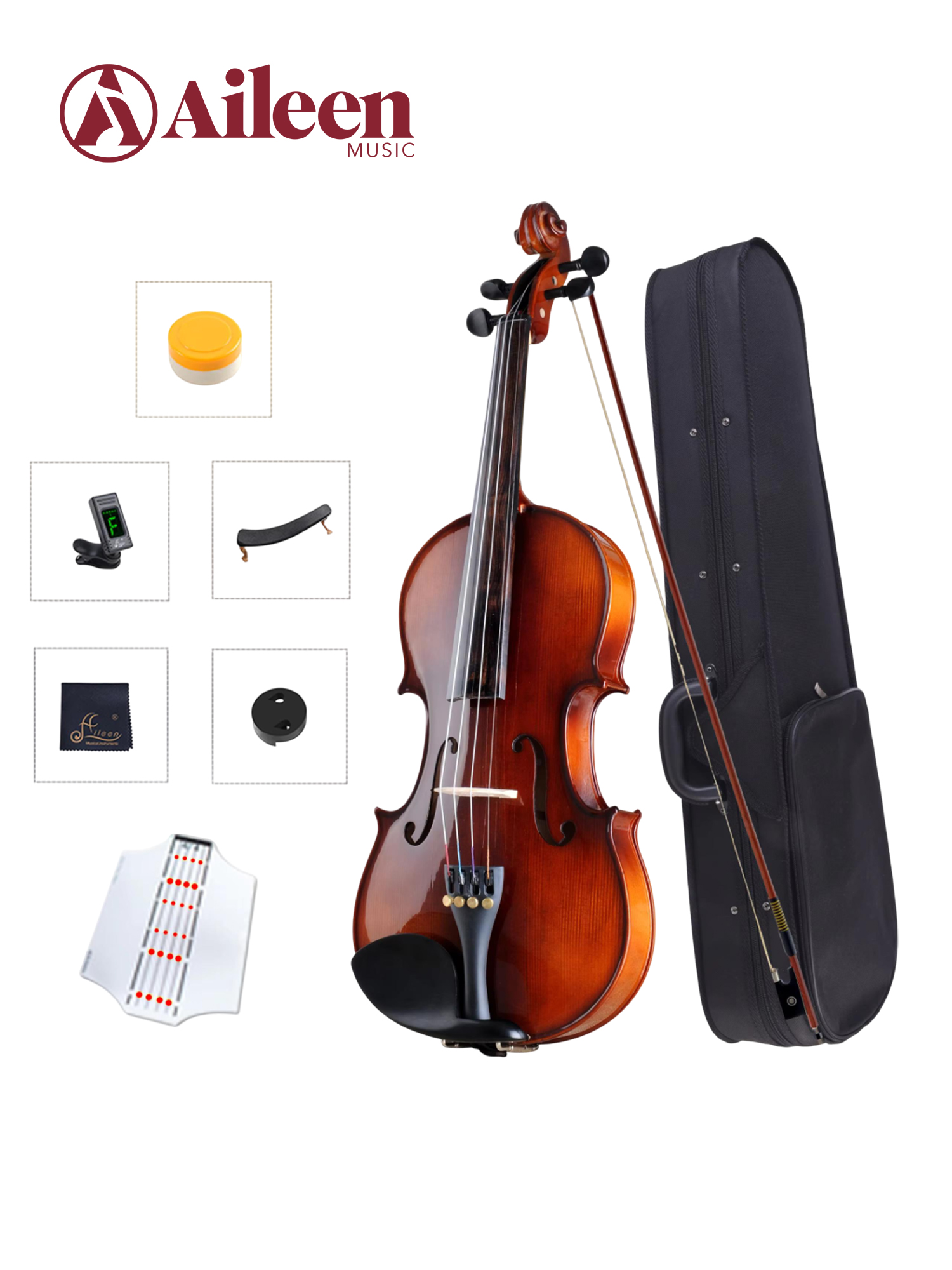 Tapa de abeto macizo de grado general, parte trasera y lateral de arce macizo, violín estudiantil 4/4-1/16 AVL18