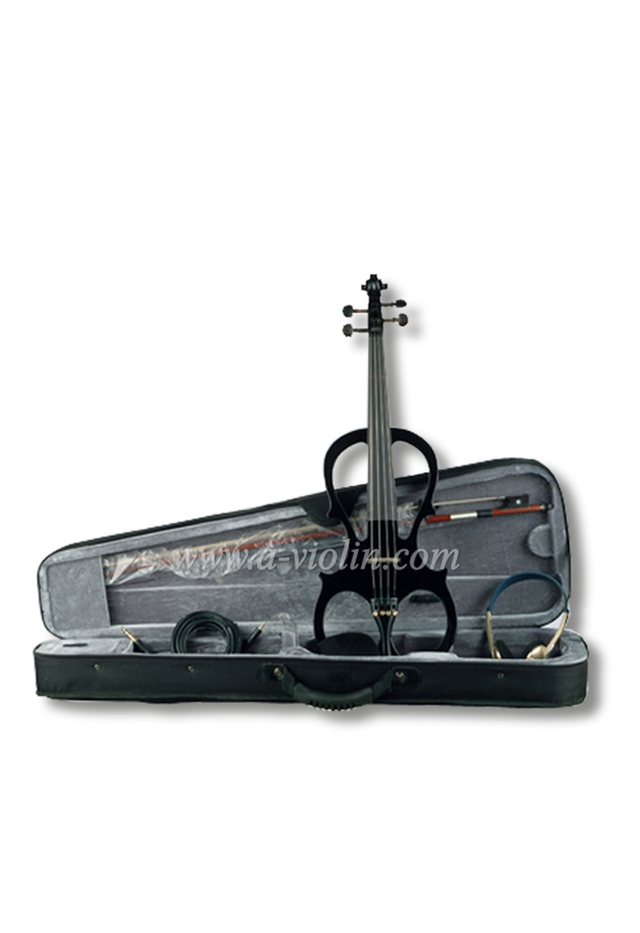 4/4 Ebony Parts Electric Violin Outfit con funda de espuma y amp; Arco (VE008B)