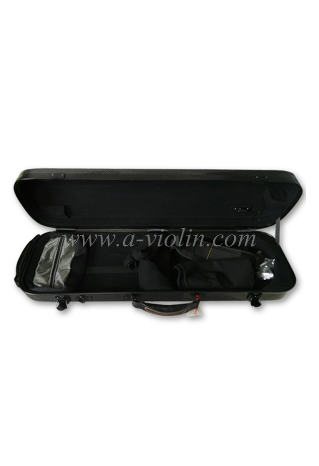 Estuche de violín de fibra de carbono 4/4 de forma oblonga OEM (CSV-F081CC)