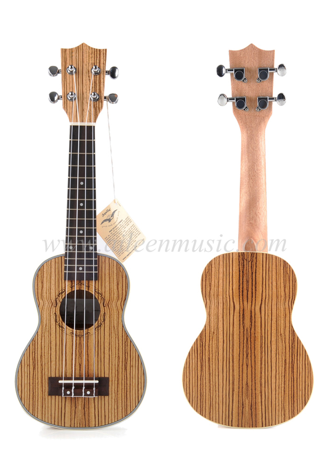 Hot Sell All Zebrawood Plywood With Aquila Strings Ukulele (AU03L)