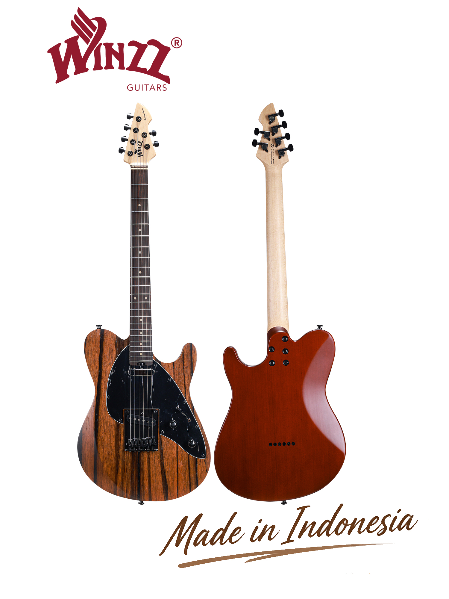 WGT EX80-AA Winzz Exotic Collection Agatis Body Chapa de Amara Guitarra eléctrica superior Fabricada en Indonesia