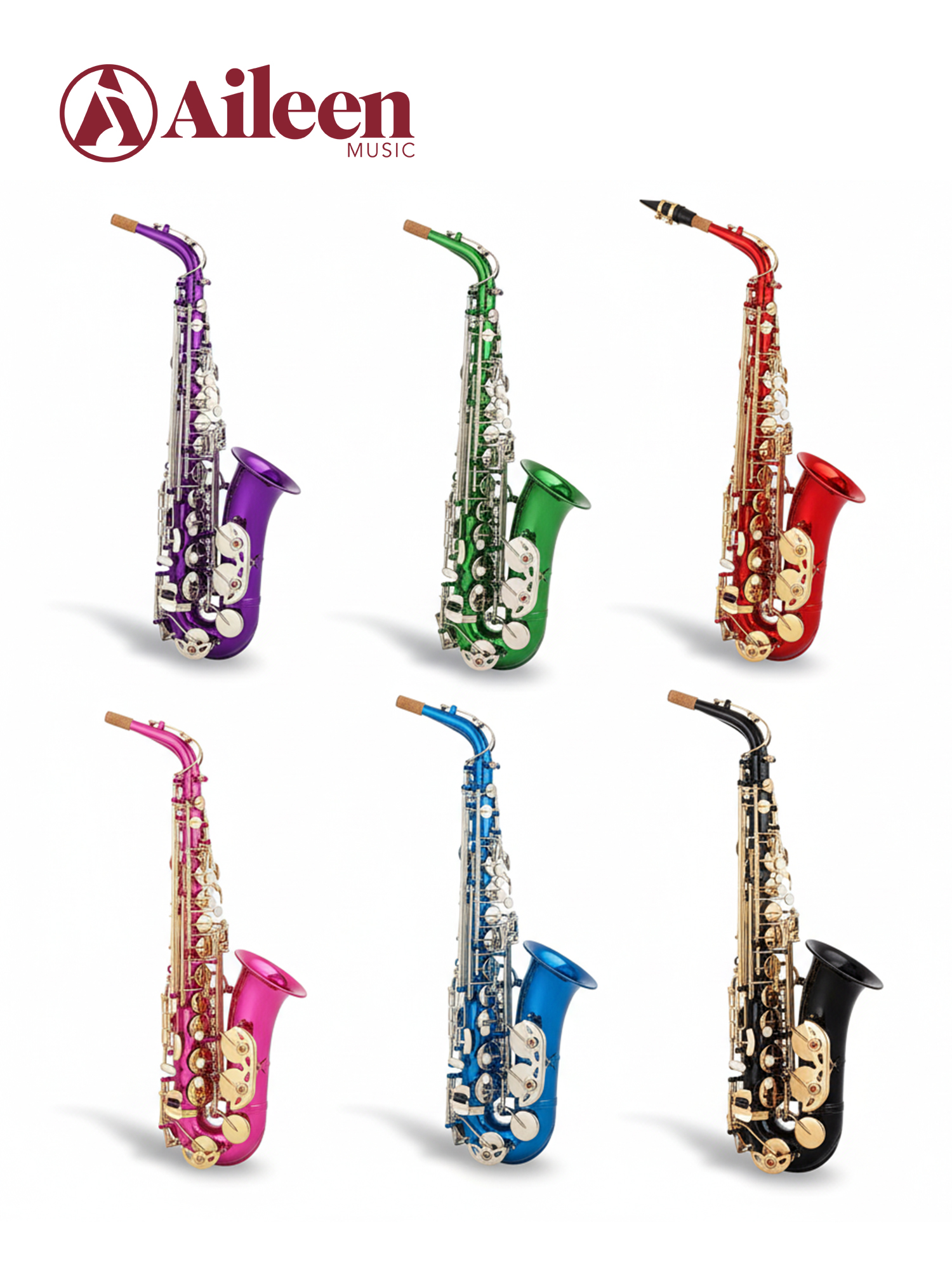 Saxofón alto Eb profesional Latón amarillo Acabado de color grabado con estuche (SP1001C)