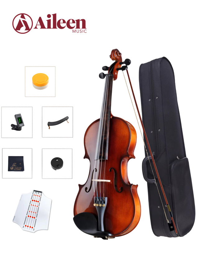 Tapa de abeto macizo de grado general, parte trasera y lateral de arce macizo, violín estudiantil 4/4-1/16 AVL18