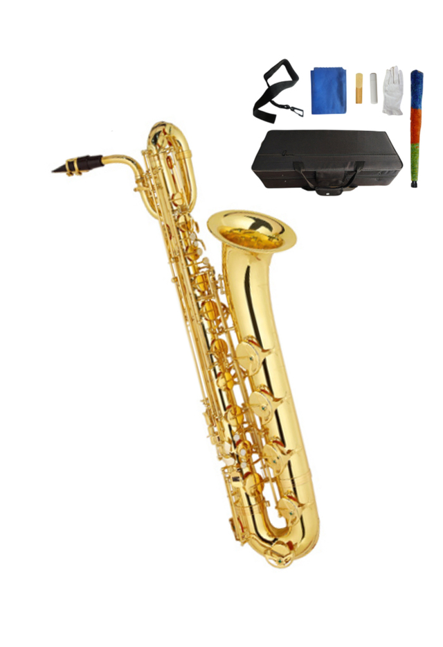 SP0111G Gold de buena calidad lacado con lacones de latón Saxofón de barítono