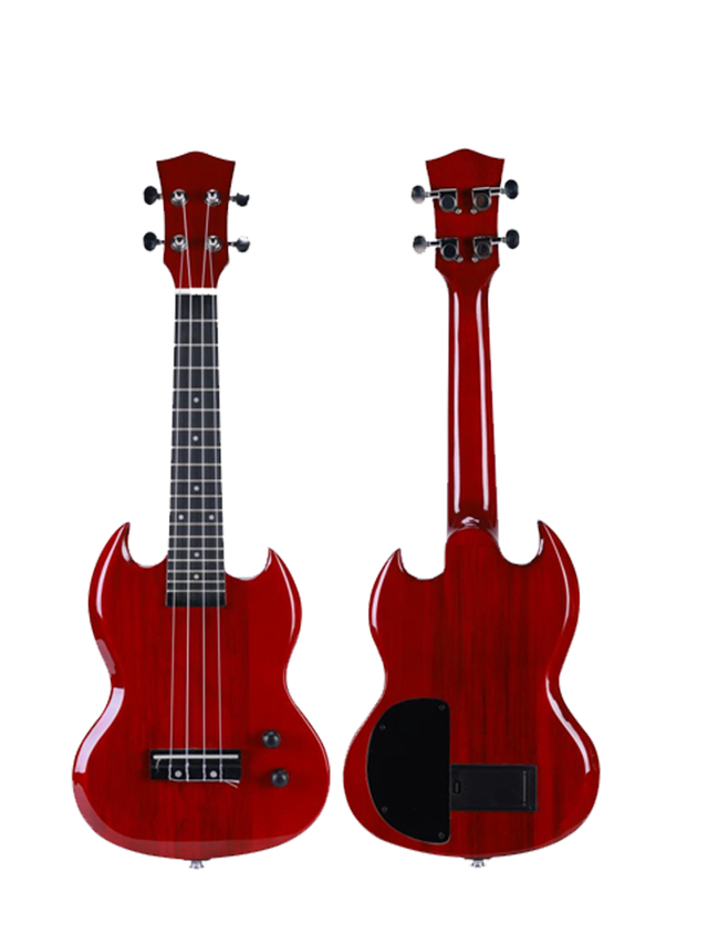 EUG01 Precio al por mayor Estilo SG Madera maciza Cuerpo delgado 26 'Ukelele eléctrico