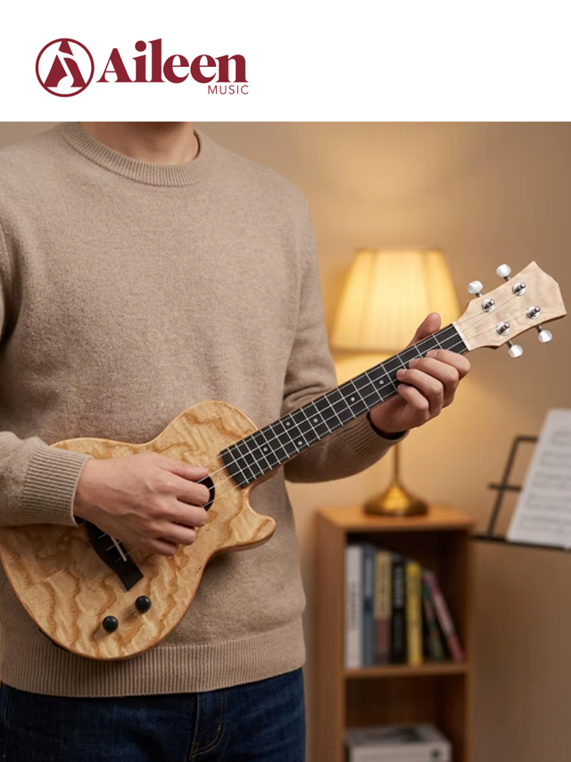 EUP74 Ukelele eléctrico de 26 'de alta calidad con cuerpo delgado de madera maciza estilo LP