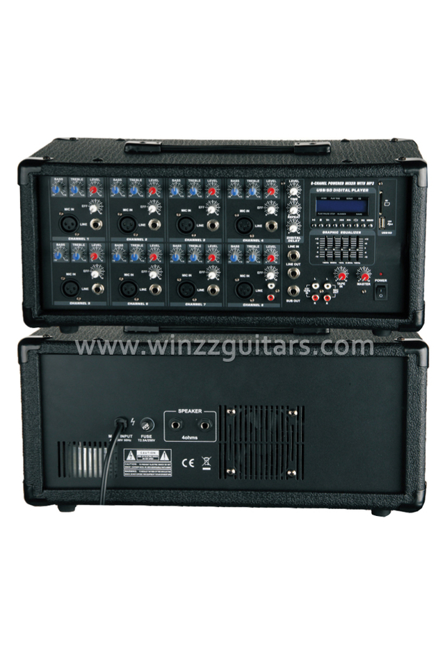 2 x Amplificador de potencia móvil de 8 canales EQ PA (APM-0815U)