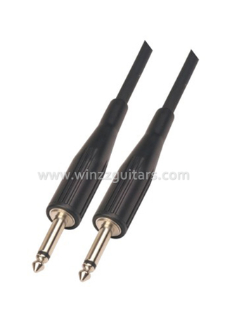1/4 "TS Tipo de conector Cable de guitarra espiral de PVC negro de 6 mm (AL-G031)