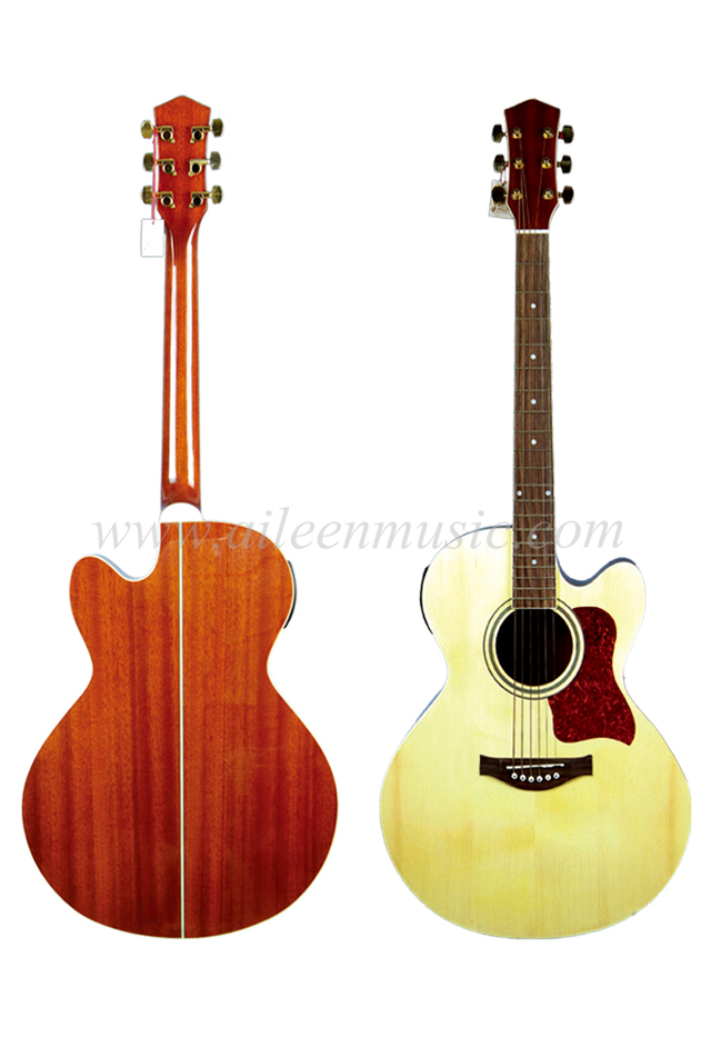 Mini guitarra acústica eléctrica con corte jumbo con ecualizador de 4 bandas (AF665CE)