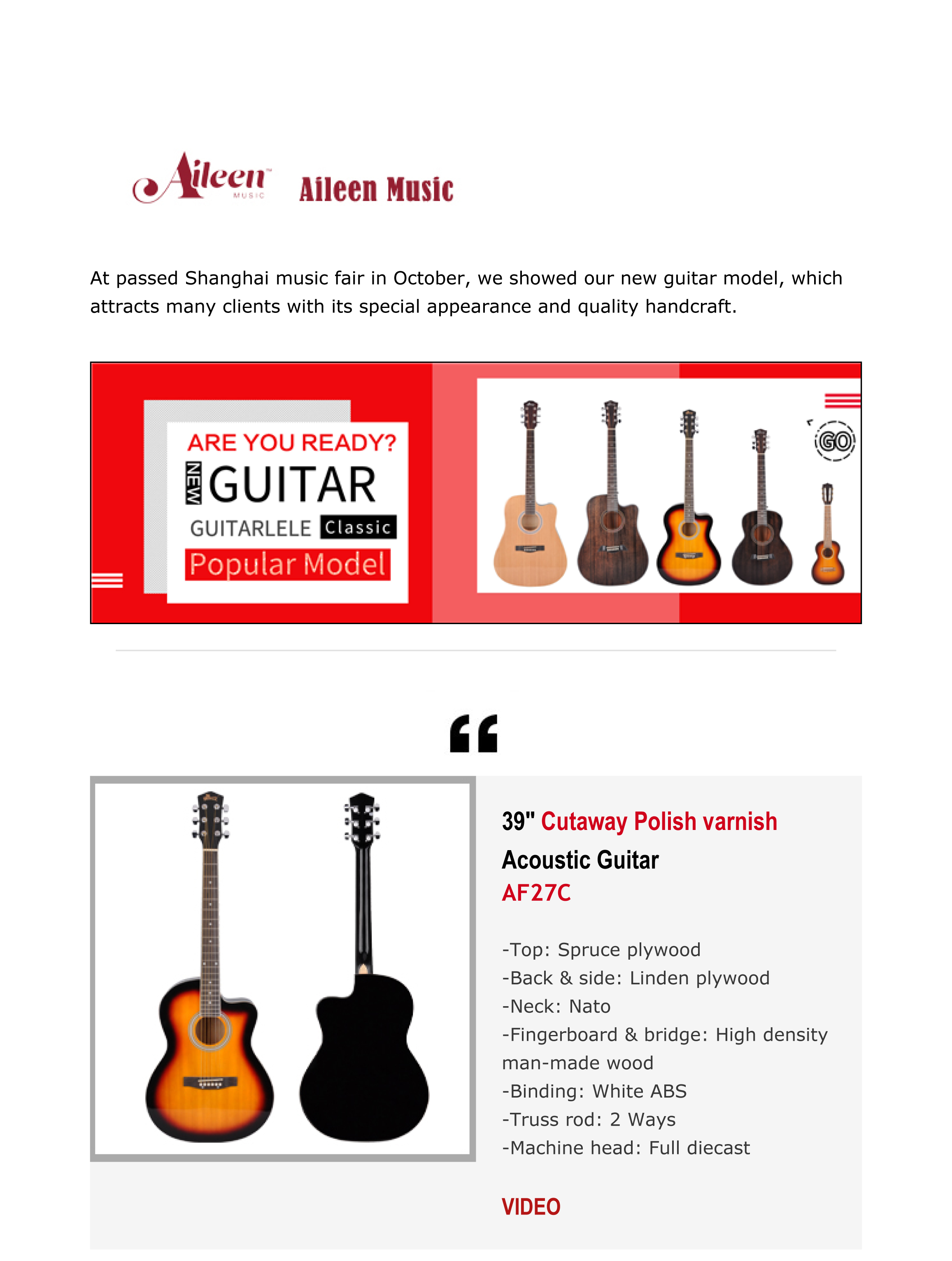 Vea qu&eacute; nuevas guitarras de alta calidad Aileen Music ha desarrollado para usted-1