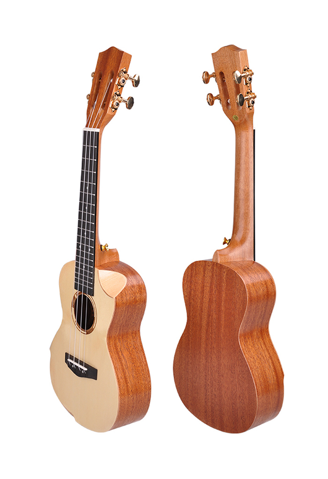 Ukelele de abeto de 23 pulgadas con forma de vieira para principiantes (AU17L-BA-23)