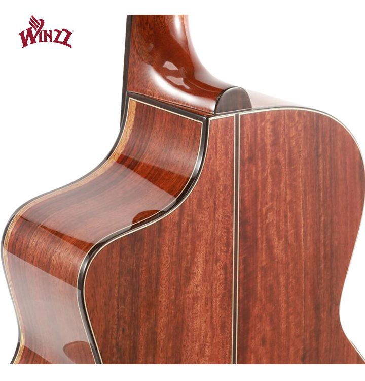 Guitarra acústica Sitka sólida Yulong Guo con forma recortada y estuche para guitarra (WGA2022SC)