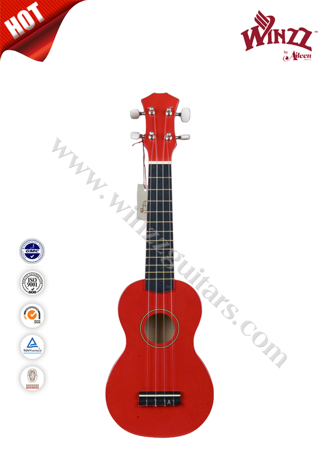Ukulele de madera contrachapada Linden coloreado soprano de 21 pulgadas (AU01)