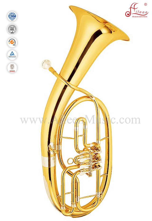 3 Válvulas Laca de Oro Clave Bb Baritono Cuerno Wagner (BR9802G)