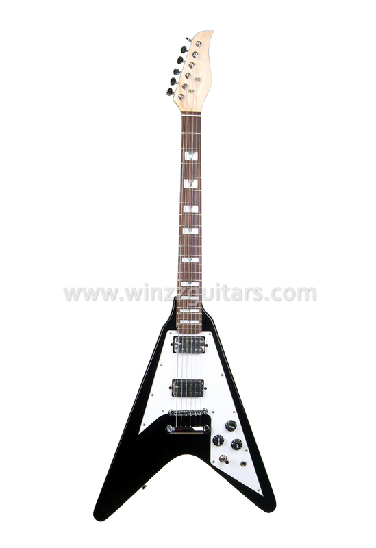 Guitarra eléctrica pesada de 6 cuerdas Guitarra eléctrica pesada estilo FV con forma de V voladora (EGH600)
