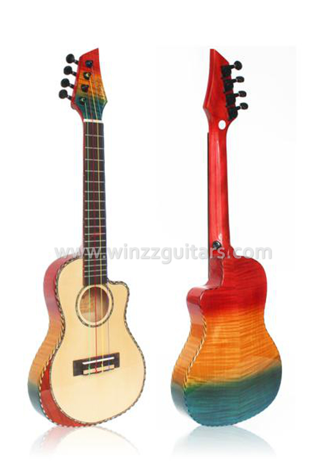 Ukulele reposabrazos de madera de peral rojo (AU14-TRBA)