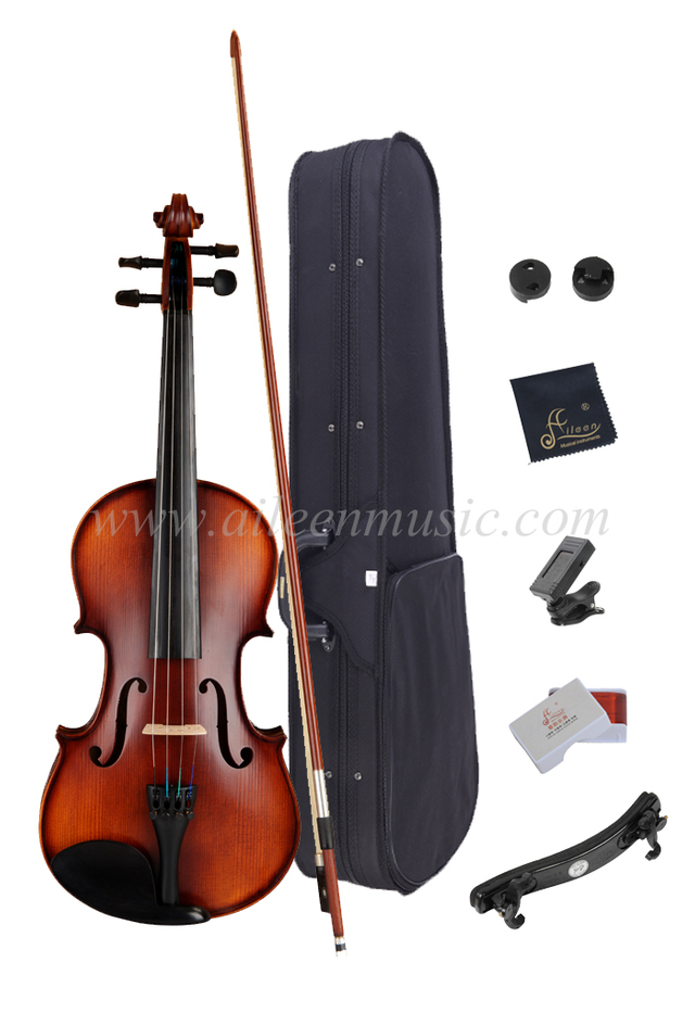 Conjunto de violín de estudiante avanzado de madera maciza seleccionada con todos los accesorios (VG107S)