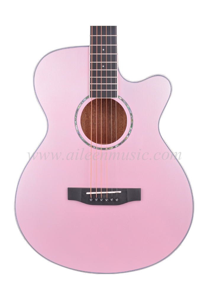 Guitarra acústica de color metálico con parte trasera y lateral de madera contrachapada de caoba con parte superior de abeto macizo de 40 pulgadas (AFM17CC-OM) 