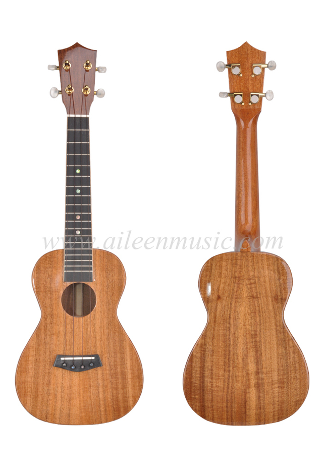 Ukelele con tapa de koa sólida con acabado brillante de 23/26 pulgadas (AU50-2-23)