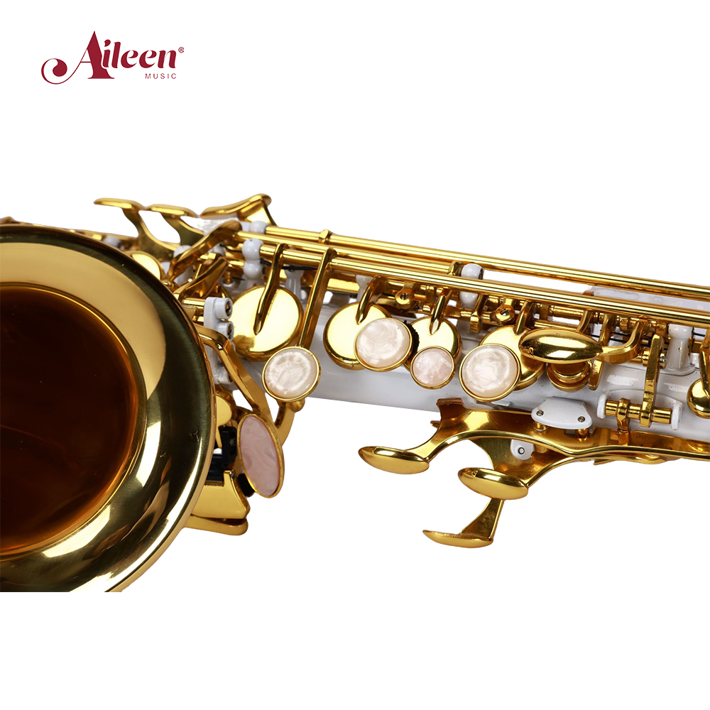 Saxofón soprano OEM cuerpo blanco curvo saxofón soprano (SSP-GU2030WG)