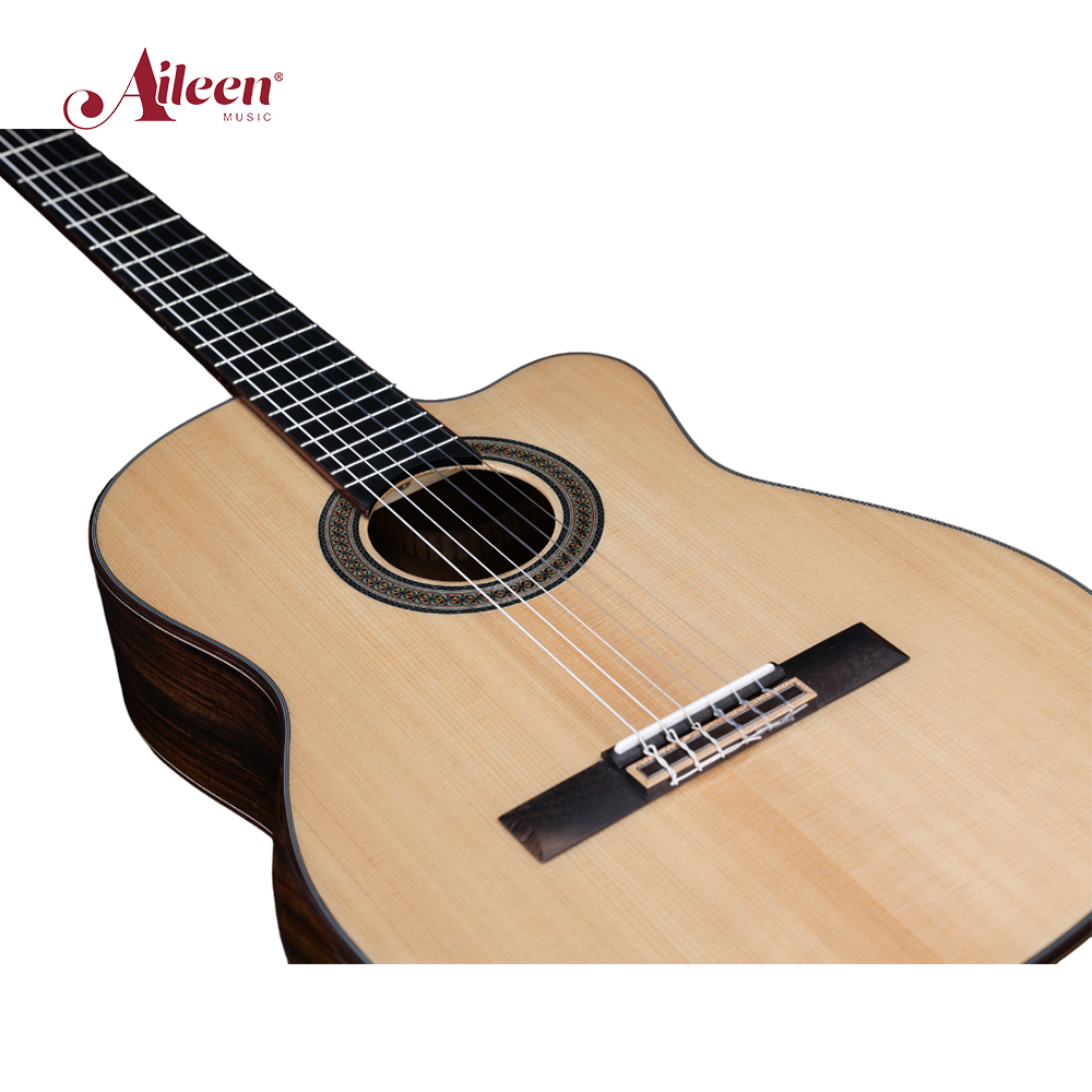 Guitarra Winzz cutaway de cuerdas de nailon con tapa de abeto macizo de grado 39'A (WCG180AC)