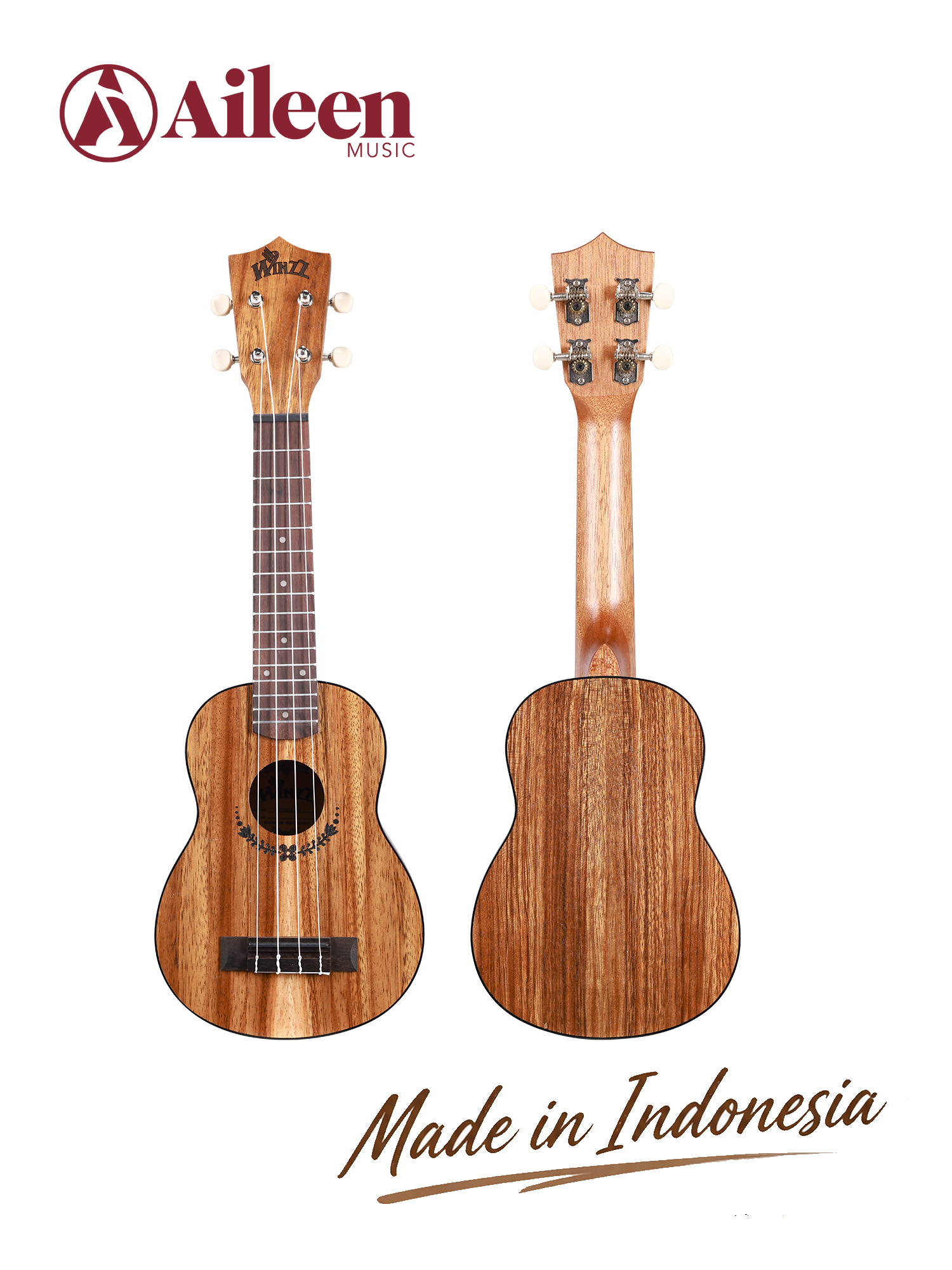 AU603-23 ​​Ukelele de concierto de calidad Winzz Koa (fibra blanca) de madera contrachapada de 23 pulgadas fabricado en Indonesia