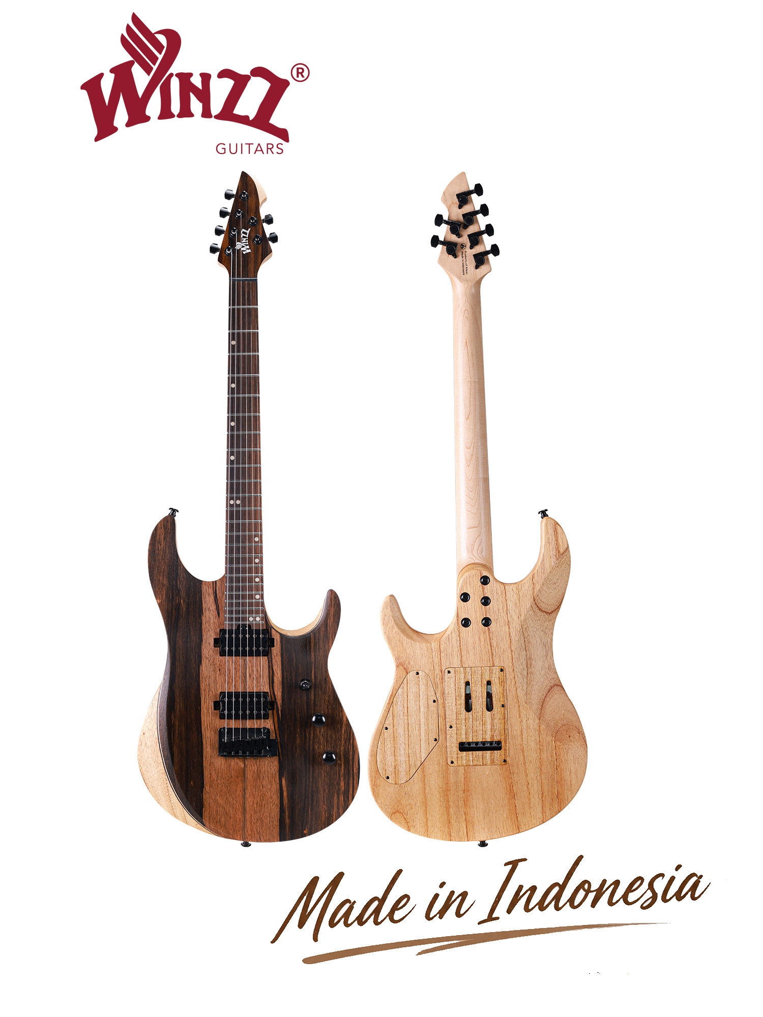 WOS EX80-ME Mindi Body Eboni (grosor: 6 mm) Guitarra eléctrica superior fabricada en Indonesia