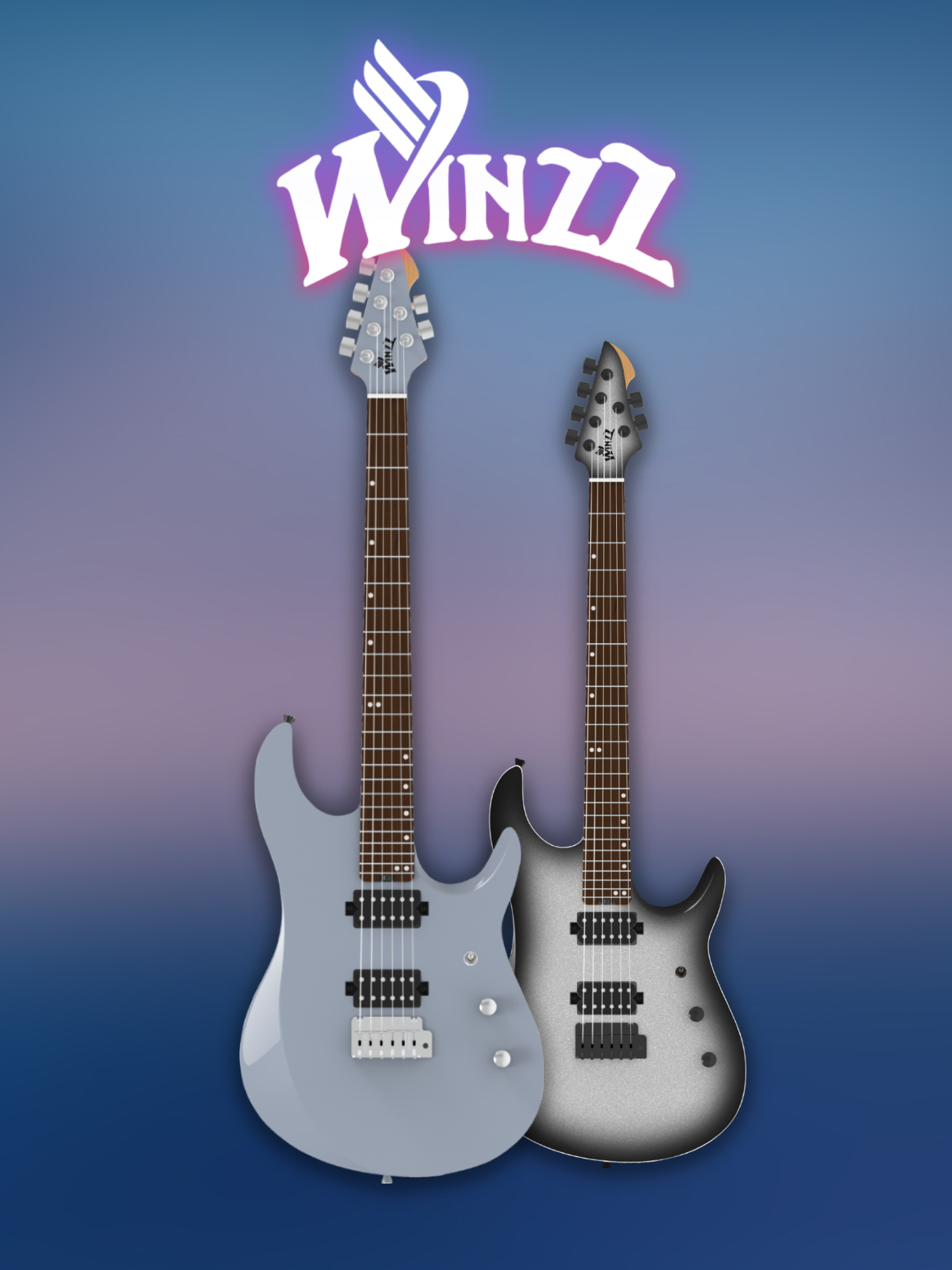 WOS100-GR Guitarra eléctrica WINZZ Design acabado brillante Orbit Series 39'