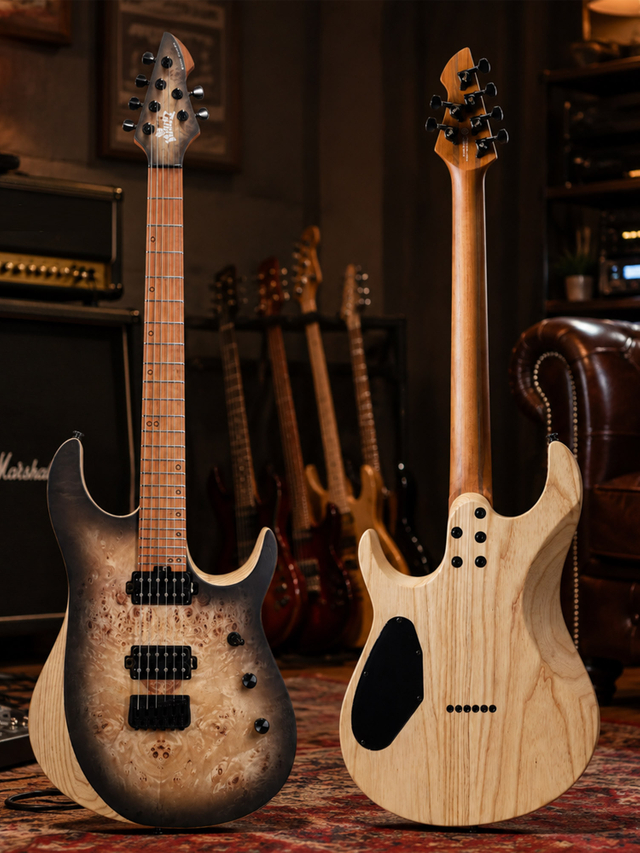 WOS150-24-AP Winzz Nuevo diseño Swamp Ash + Poplar Burl Top Guitarra eléctrica de 6 cuerdas