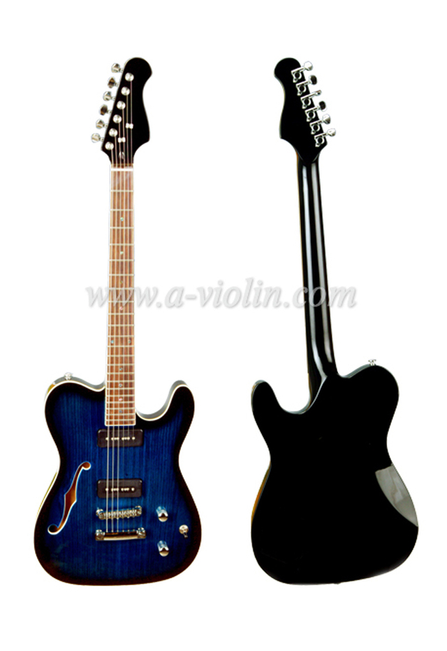 Guitarra eléctrica de jazz de cuerpo hueco con agujero en F de madera maciza (EGJ150)