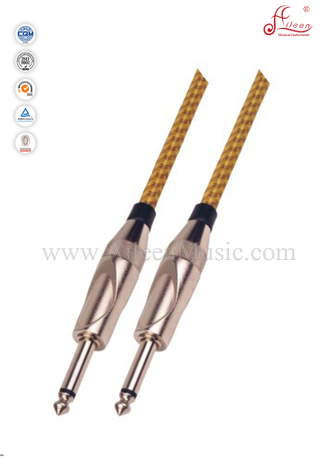 Cable de conexión en espiral para guitarra de PVC y Tweed negro de 6.5 mm (AL-G013)
