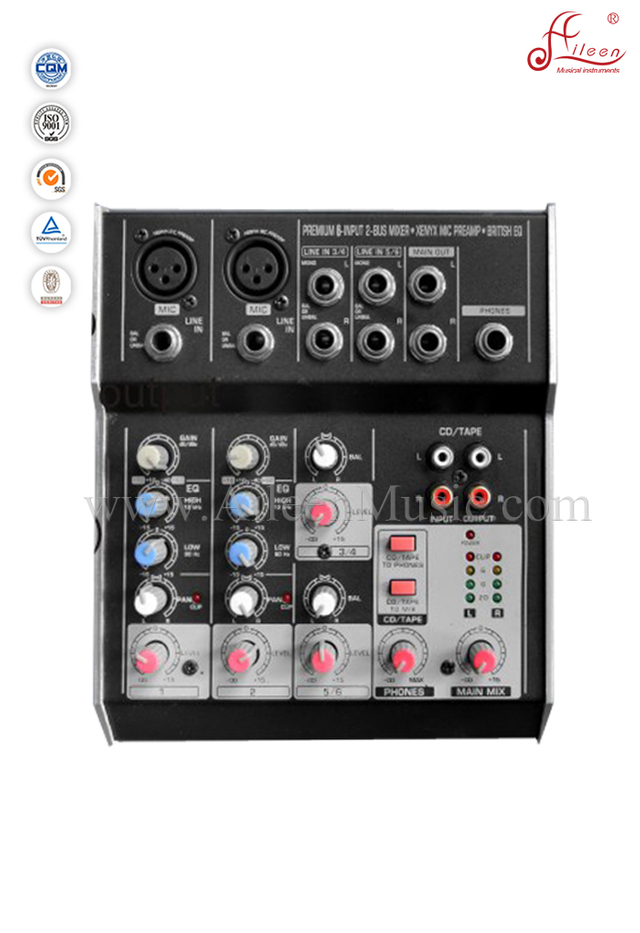 Consola mezcladora de mezclador de alta calidad profesional Ultra Low Nosie 6 Channles (AMS-E602)