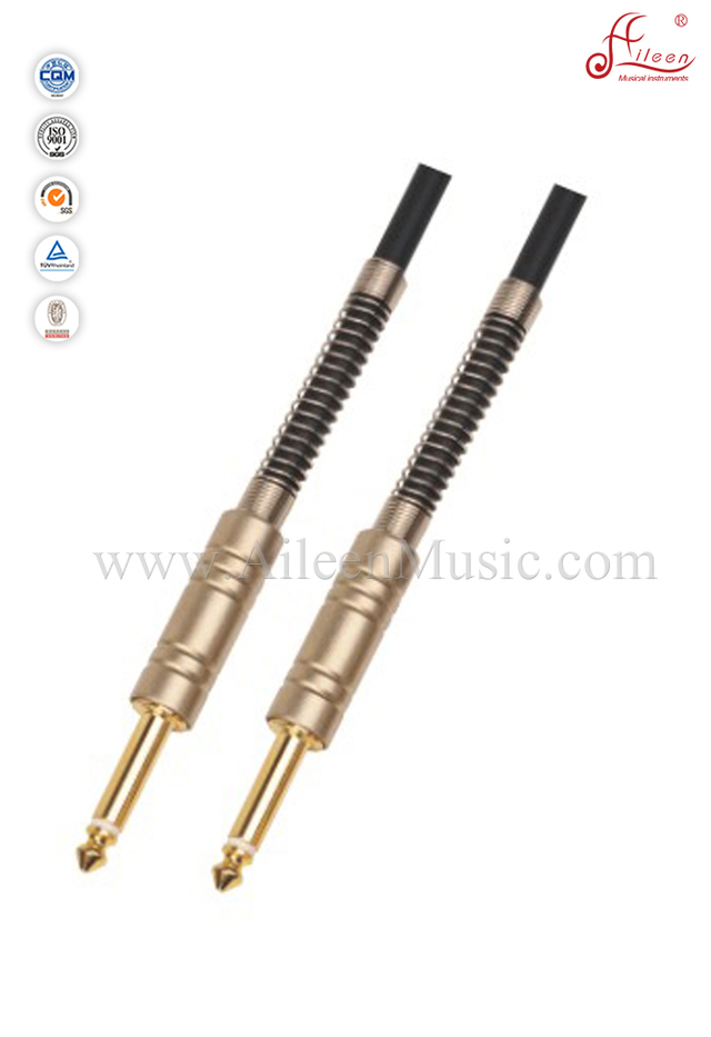 Cable de guitarra espiral de instrumento musical de PVC negro de 6 mm (AL-G005)