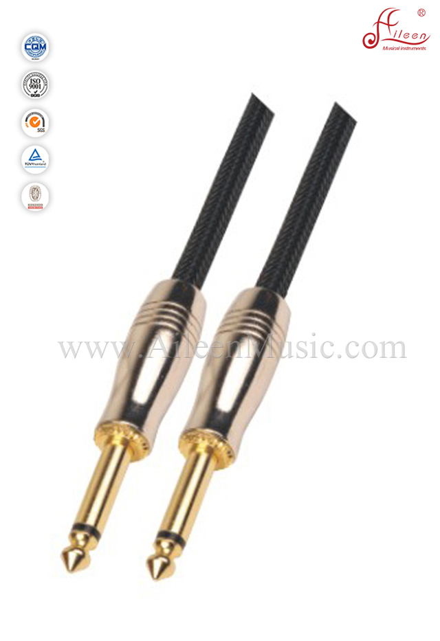 Cable de guitarra espiral de nylon negro de 6.5 mm negro (AL-G009)