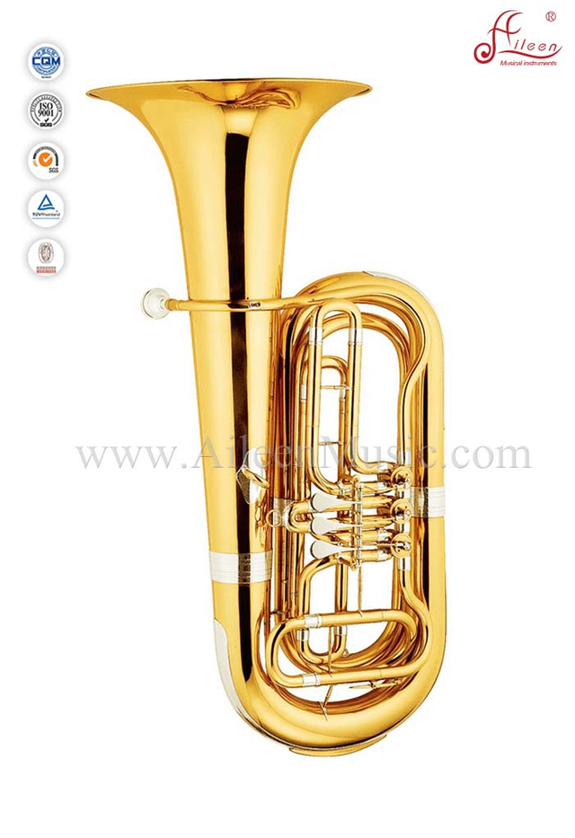 Tuba rotativa de 3 válvulas de laca dorada Bb Key (TU9910)