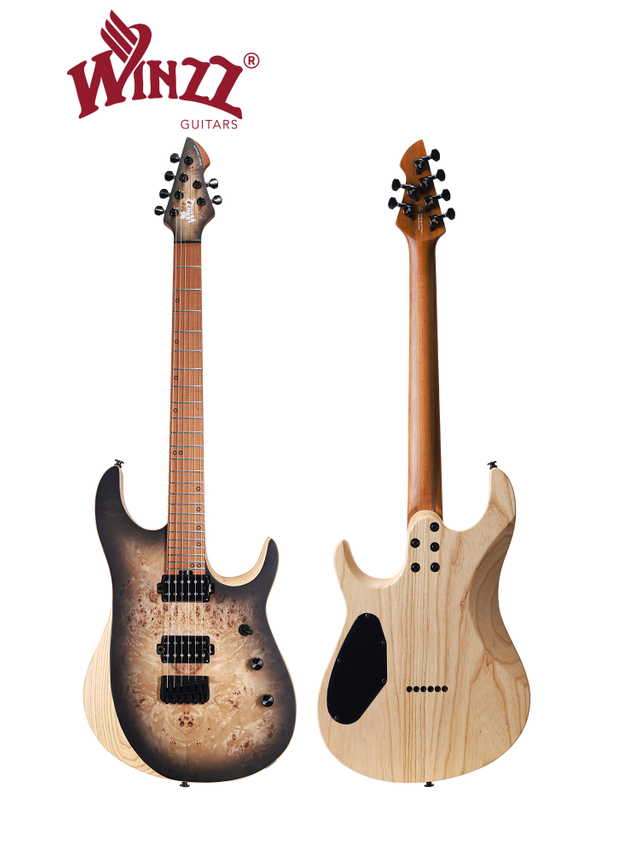 WOS150-24-AP Winzz Nuevo diseño Swamp Ash + Poplar Burl Top Guitarra eléctrica de 6 cuerdas
