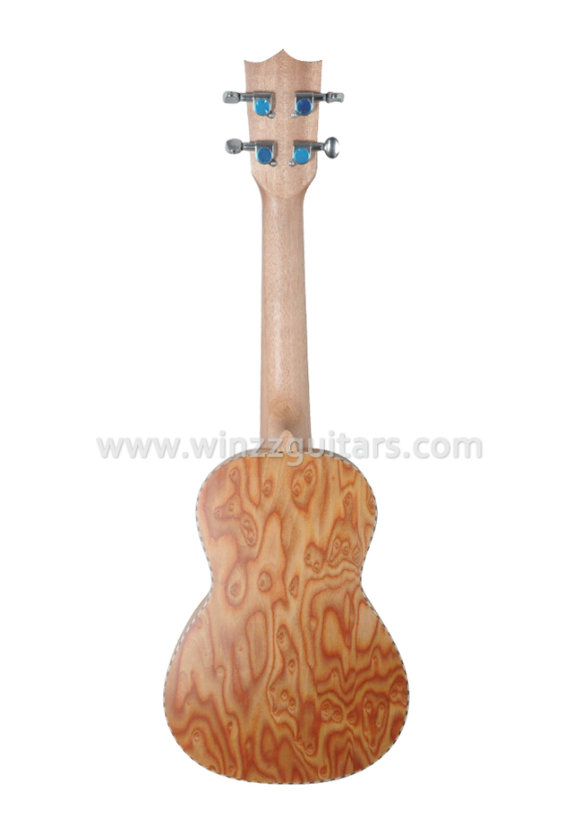 Ukulele de madera laminado flameado artificial al por mayor (AU-K10-21)