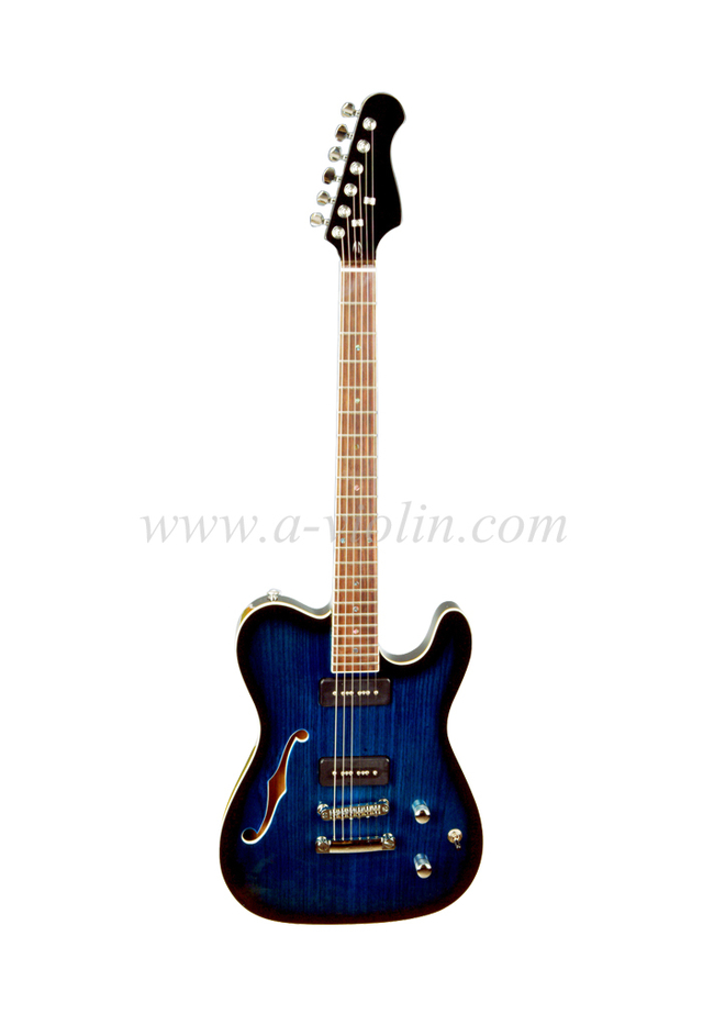 Guitarra eléctrica de jazz de cuerpo hueco con agujero en F de madera maciza (EGJ150)